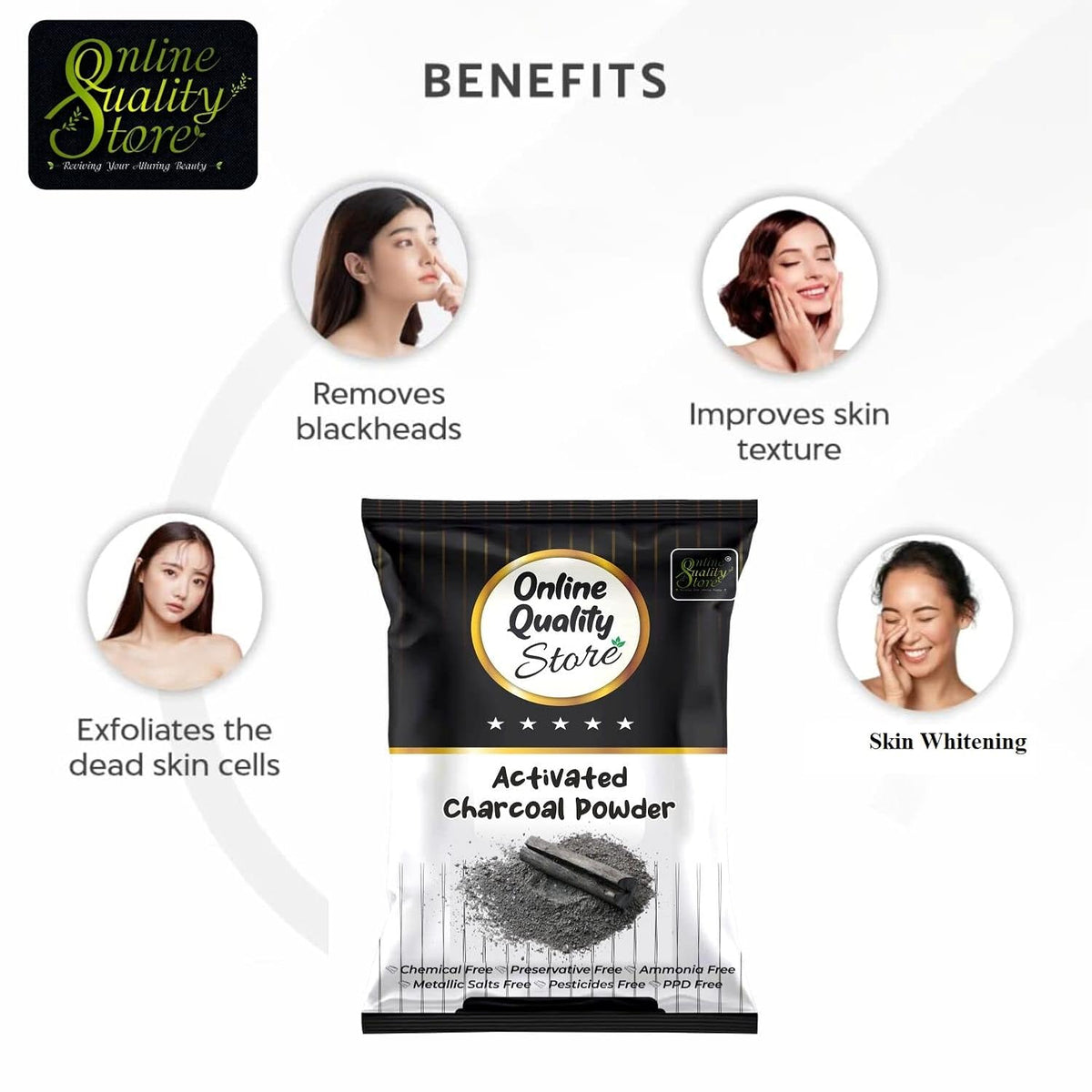 Online Quality Store Herbal Powder Combo for Hair and Face (Activated Charcoal)