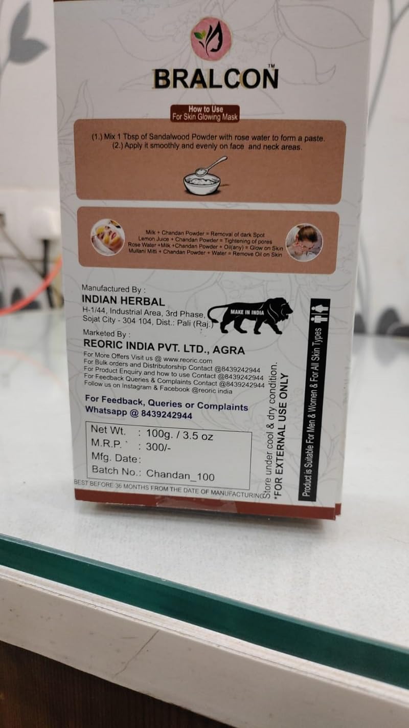 BRALCON Organic Kasturi Haldi, Chandan Powder Combo- 200g(100g x 2 Pack)
