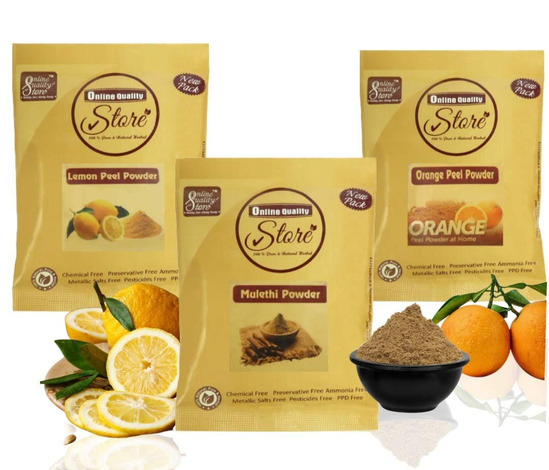 Online Quality Store Lemon Peel Powder, Mulethi Powder & Orange Peel Powder
