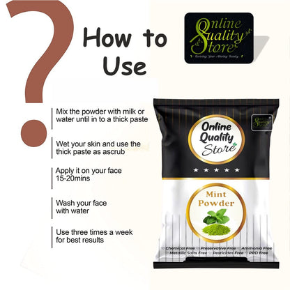 Online Quality Store Herbal Mint Powder for Hair and Face |Pudina Powder for Face |Mint Powder for Skin | Mint Powder for Hair | No added Chemicals, 100 Grams