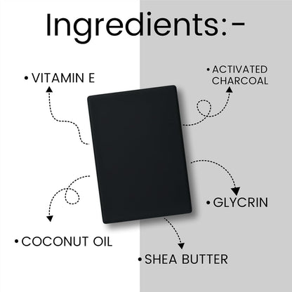 Activated Charcoal Soap, 100% Natural Luxury Bar, Black, Pack of 4, 100g Each