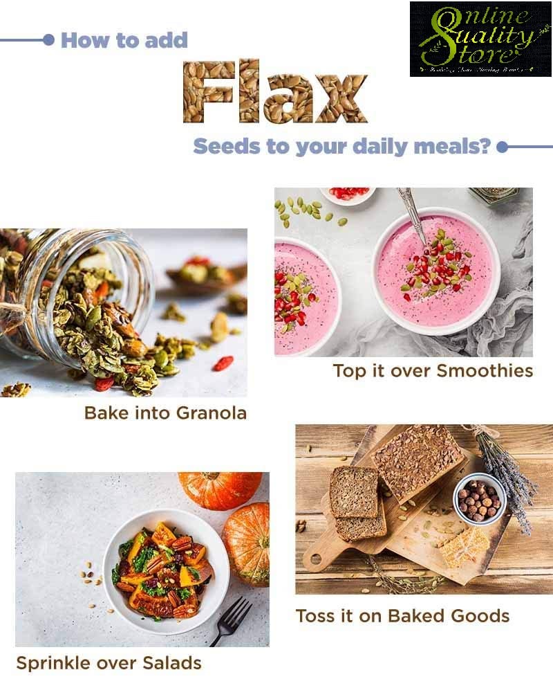 Online Quality Store Organic Flax Seeds -400g(100g x 4 Pack)|Flax Seeds for Hair Growth|Alsi