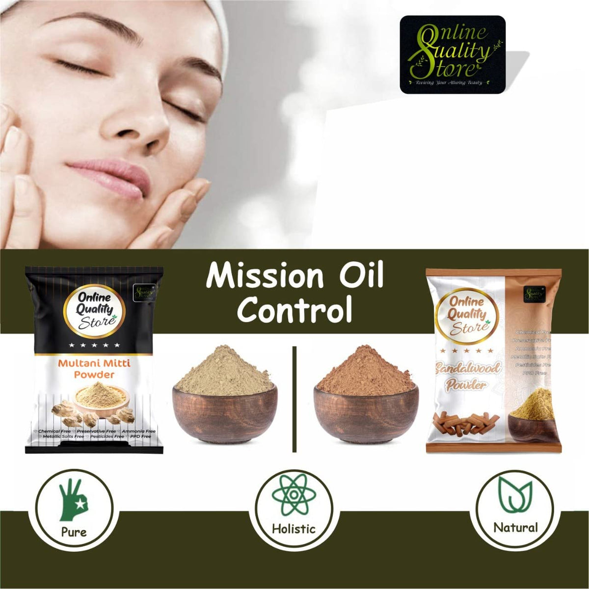 Online Quality Store Sandalwood Powder For Skin (Chandan Powder 100g) + Pure Multani Mitti Powder (150g) |sandalwood powder for face,puja,skin |Bentonite Clay |Fuller's Earth,250g Pack