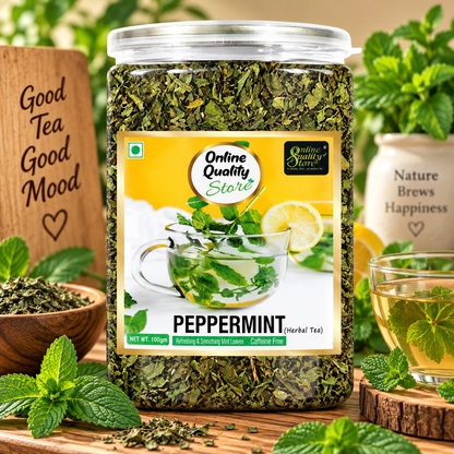 Online Quality Store Peppermint Tea, 100gm Loose Leaf Tea | Peppermint Tea Leaves Herbal Green Tea for Boost Immunity