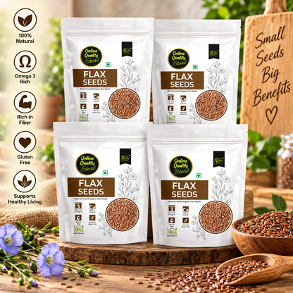Online Quality Store Organic Flax Seeds -400g(100g x 4 Pack)|Flax Seeds for Hair Growth|Alsi