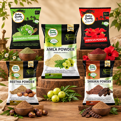 Online Quality Store Amla Reetha Shikakai Bhringraj and Hibiscus Powder for Hair