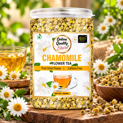 Online Quality Store Organic Chamomile Flower Tea - 100g | Caffeine Free Herbal Tea| Chamomile Tea
