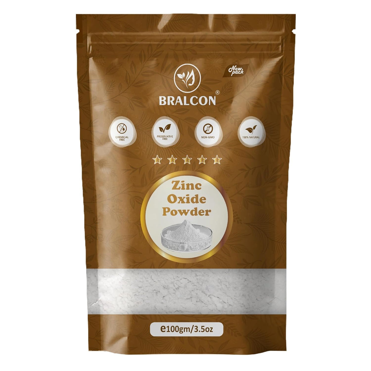 BRALCON Pure Zinc Oxide Powder (Non-Nano) 100gm – Natural Cosmetic Grade, Safe for DIY Skincare & Sunscreen Formulations, 100% Natural and Chemical Free for Face Masks, Lotions, Creams
