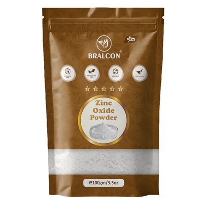 BRALCON Pure Zinc Oxide Powder (Non-Nano) 100gm – Natural Cosmetic Grade, Safe for DIY Skincare & Sunscreen Formulations, 100% Natural and Chemical Free for Face Masks, Lotions, Creams