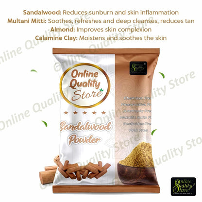 Online Quality Store Chandan Powder Original (100g) + Orange Peel Powder For Skin Whitening (100g) + Multani Mitti Powder (100g) Herbal Face Packs, 300g