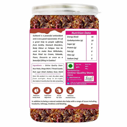 Online Quality Store Natural Gulkand (Rose Petal Jam), 900g | Sun-Cooked Damask Rose Petals & Rock Sugar |Pure gulkand Organic| Gulkand for Paan