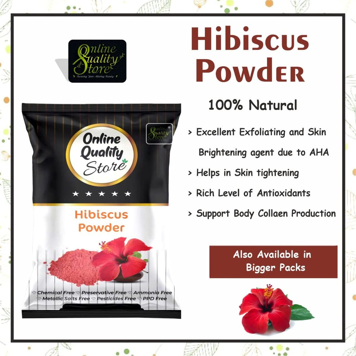 Online Quality Store Reetha (100g) + Amla (100g) + Shikakai (100g) + Bhringraj (100g) + Hibiscus (100g) + Mehandi (100g) + FREE Indigo (100g) Powder For Hairs, 700g