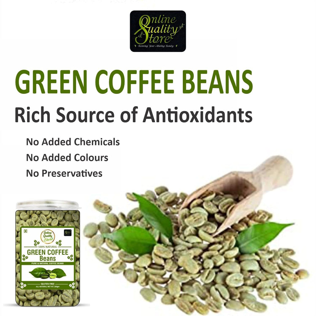 Online Quality Store Green Coffee Beans - 300g | Pure & Natural Coffee Beans for Weight Loss Management