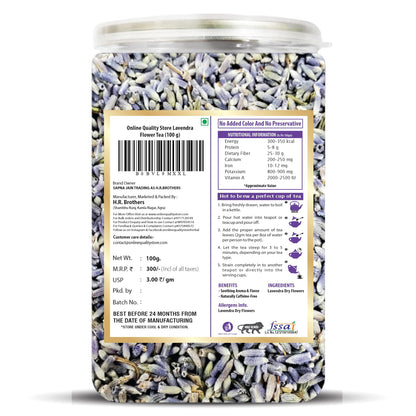 Online Quality Store Lavender Flower Tea -100g | Sun Dried Lavender Flowers Herbal Tea | Stress Relief| Iced Tea