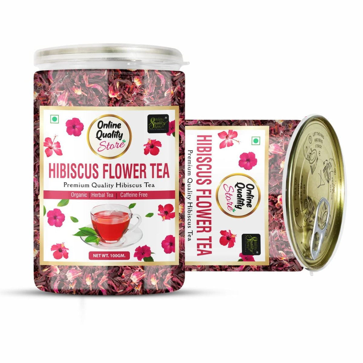 Online Quality Store Organic Hibiscus Flower Tea-100g | Caffeine Free Herbal Tea | Improve Digestion