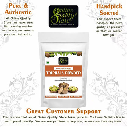 Online Quality Store Triphala Powder - 100g for eating, hair and skin, churna powder of Amla, Behada, Harada