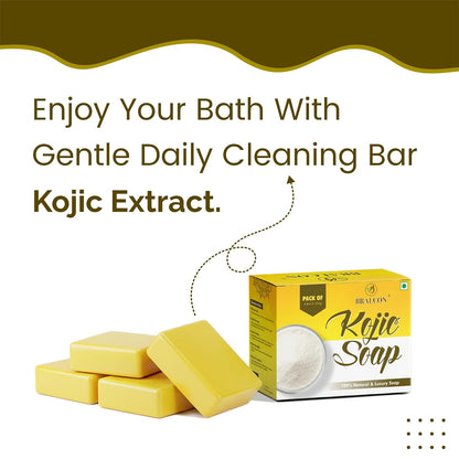BRALCON Kojic Soap Pack, 100% Natural, 4 Bars x 100g, Premium Bath Soap | Total 4 Soap in a Pack