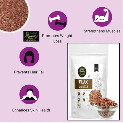 Online Quality Store Organic Flax Seeds -400g(100g x 4 Pack)|Flax Seeds for Hair Growth|Alsi