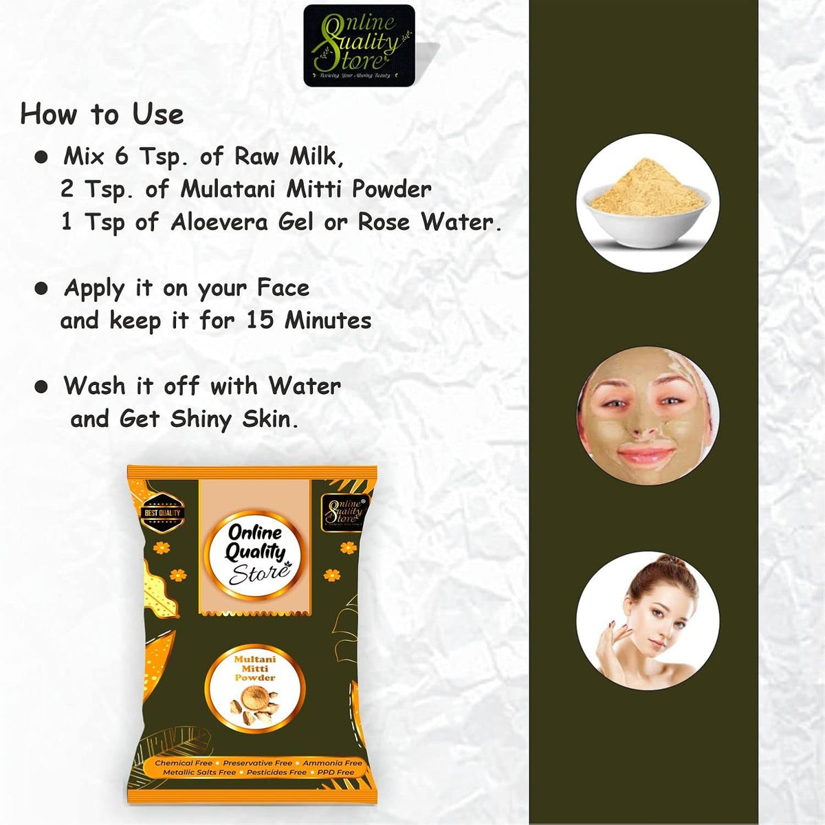 Online Quality Store Herbal Multani Mitti or Fuller Earth Stone, 400g
