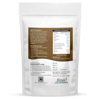 Online Quality Store Organic Combo of Flax Seeds & Chia Seeds, Pumpkin Seeds -400gm(100gm x 4 Pack)