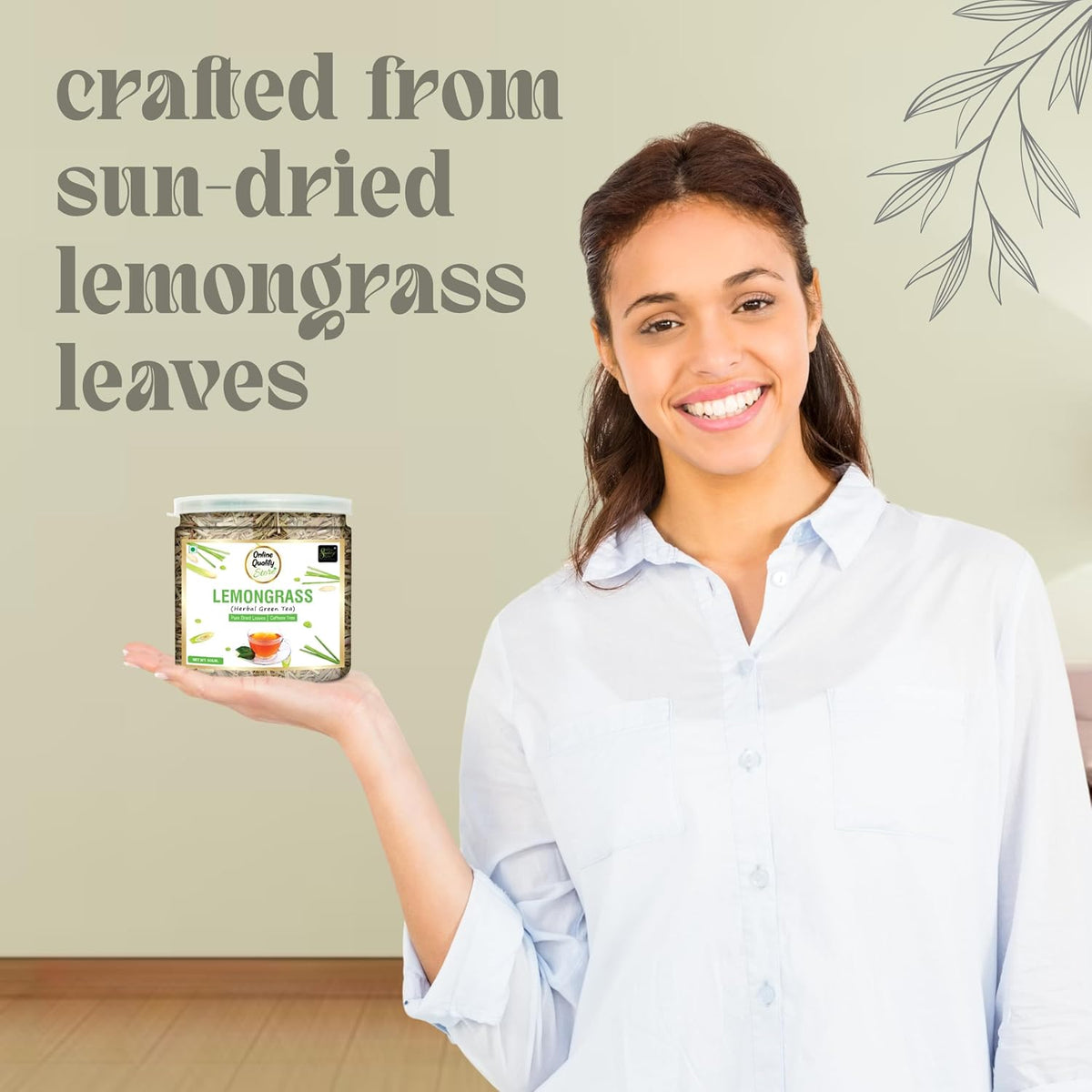Online Quality Store Organic Lemongrass Herbal Tea - 50 Gm | Lemongrass Tea Leaves | Lemon Grass Herbal Green Tea