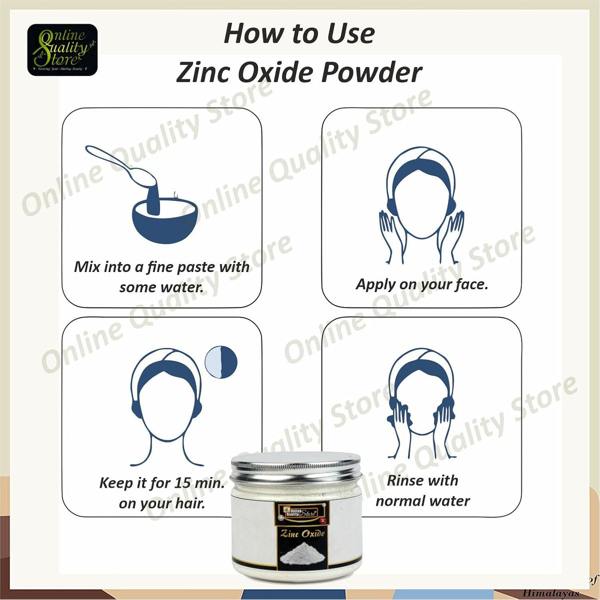 Online Quality Store Zinc Oxide Powder for face Pack, Skin Care , 150g |zinc oxide powder for skin |zinc oxide |zinc oxide powder for face|zno powder |zno nano particles |zinc oxide sunscreen |zinc oxide powder for painting