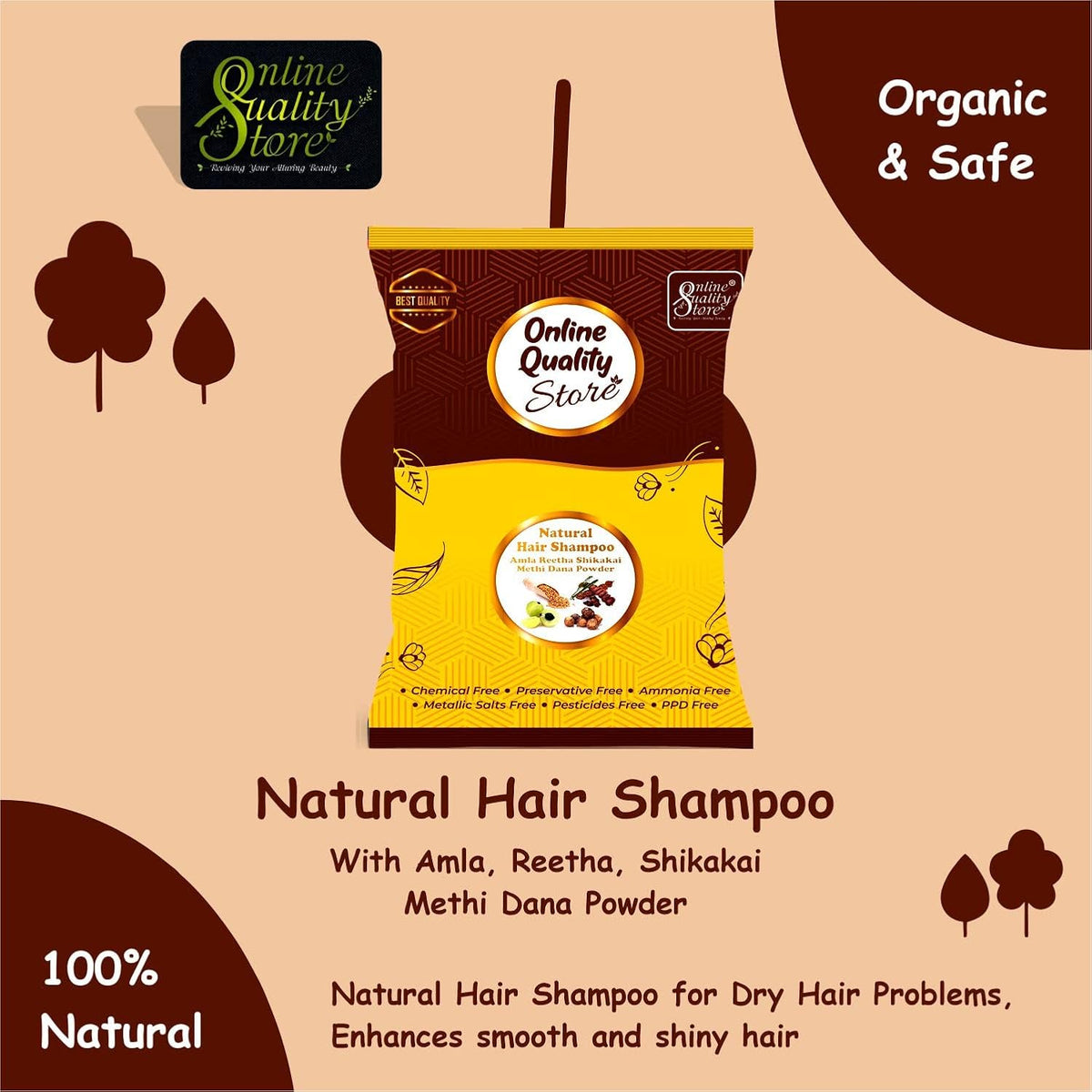 Online Quality Store dry shampoo | Amla Reetha Shikakai Powder Natural Hair Shampoo for Hair (200g Pack,dry)