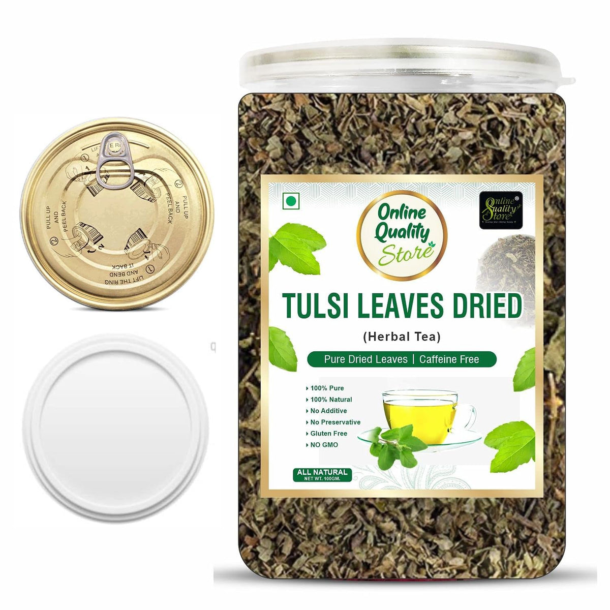 Online Quality Store Tulsi Tea -100g | Tulsi Dried Leaves Herbal Green Tea| Tulsi Tea | Helps with Stress and Anxiety