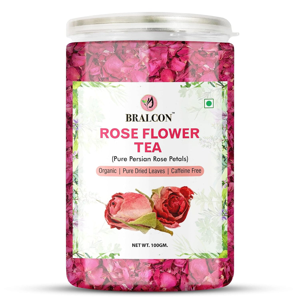 BRALCON Organic Herbal Tea Combo Pack- Hibiscus Flower Tea, Butterfly Pea Flower Tea, Rose Flower Tea, Lemongrass Tea- 400g(100g x 4)