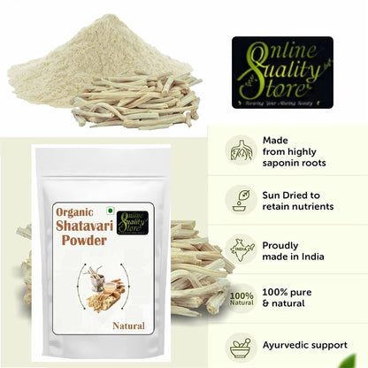 Online Quality Store Organic Shatavari Root Powder - 100g | Shatavari Kalpa Powder Shatavari Churna