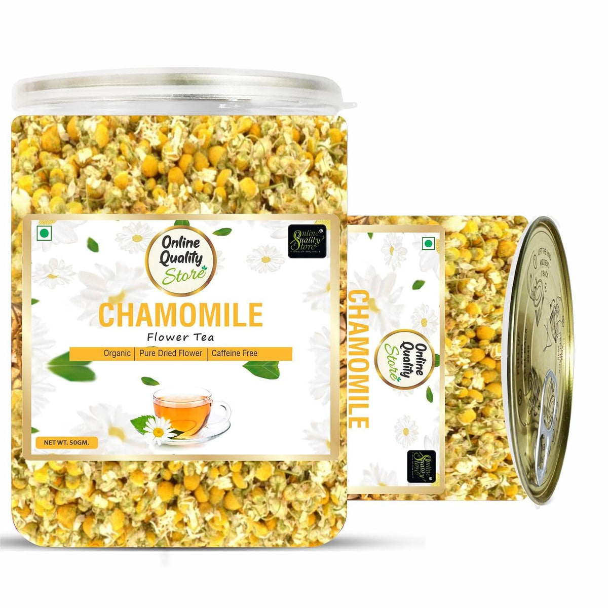 Online Quaity Store Organic Chamomile Flower Tea - 50g | Caffeine Free Herbal Tea | Sleep Tea & Stress Relief | 100% Natural Chamomile Flower Tea Leaves