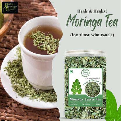 Online Quality Store Moringa Loose Leaves Tea - 100 Gm | Moringa Leaves Herbal Tea | Moringa Green Tea | Green Tea | Natural Tea