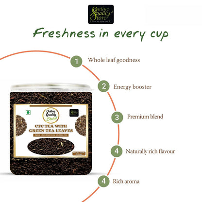 Online Quality Store CTC Tea With Green Tea Leaves - 200g | Chai Patti | Chai | Tea | Tea Leaf | Premium Tea | Assam CTC Tea | Milk Tea
