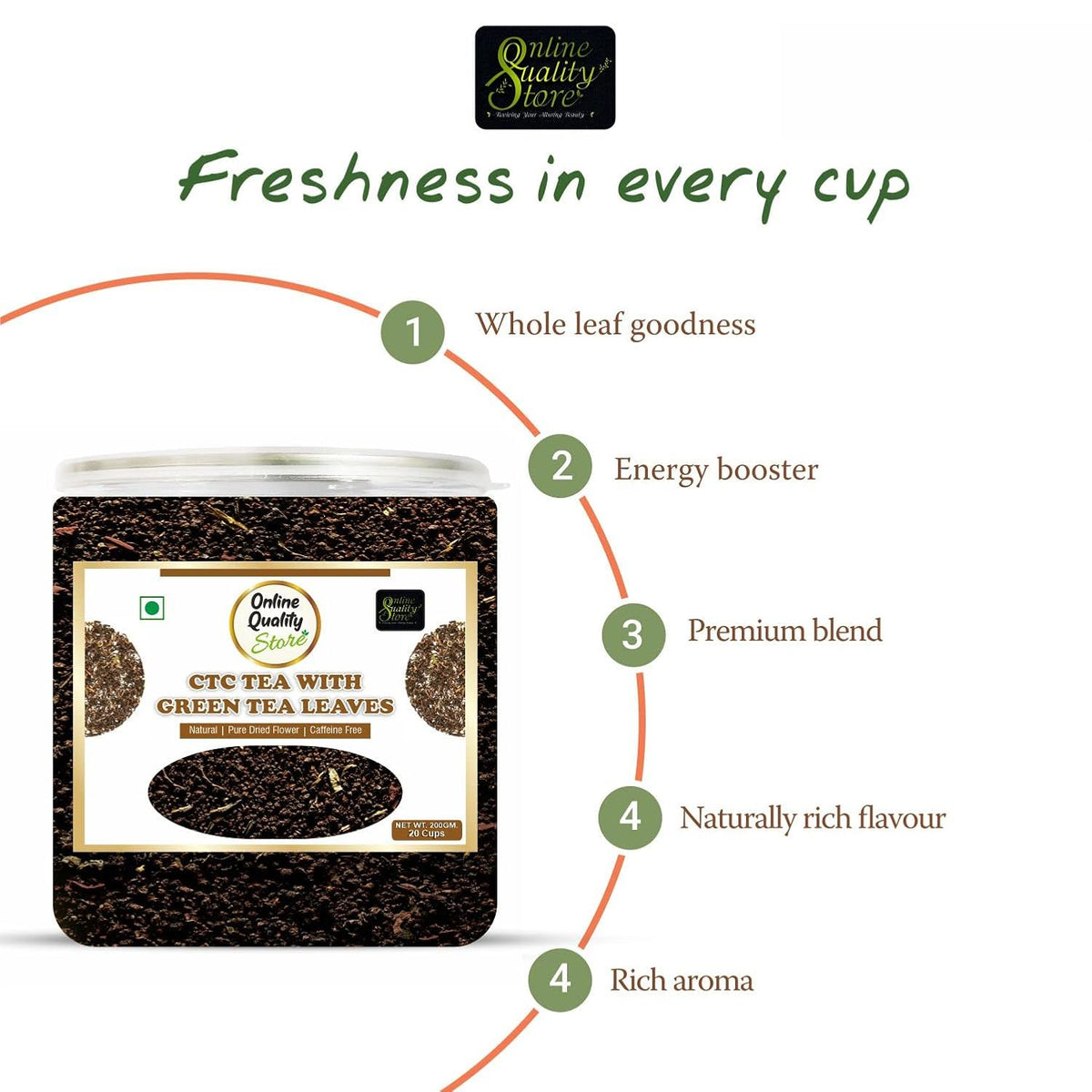 Online Quality Store CTC Tea With Green Tea Leaves - 200g | Chai Patti | Chai | Tea | Tea Leaf | Premium Tea | Assam CTC Tea | Milk Tea