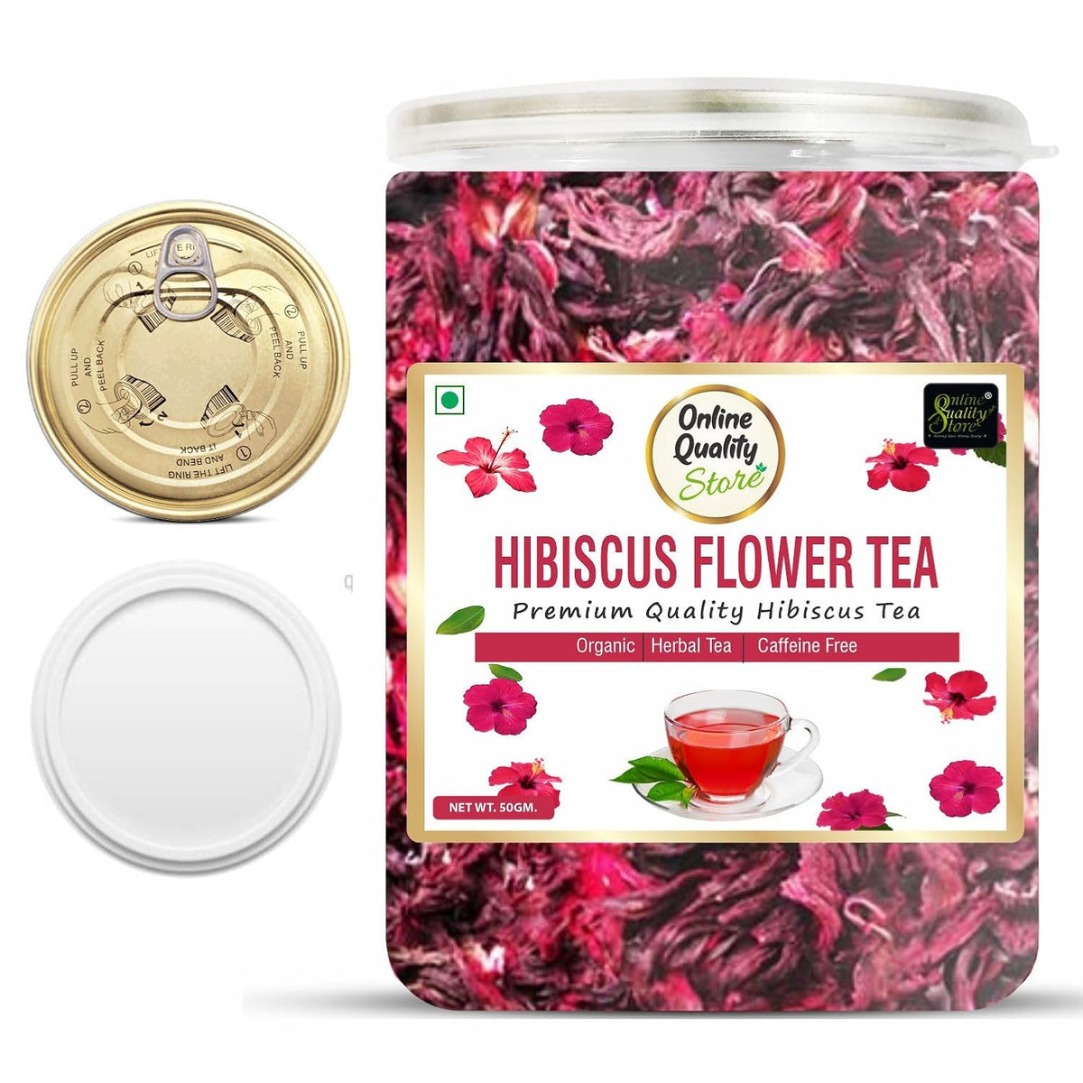 Online Quality Store Organic Hibiscus Flower Tea - 50Gram|Hibiscus Tea Leaves|Natural Hibiscus Flower Tea Whole Leaf Used For Iced Tea