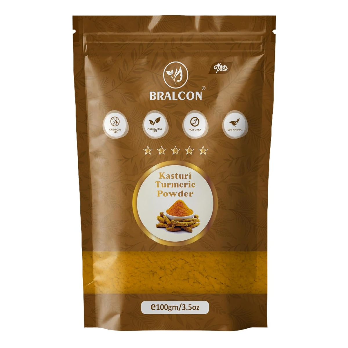 BRALCON Kasturi Turmeric Powder 100gm for Face Beauty and Skin Treatment - Wild Turmeric Powder for All Skin Types - 100% Natural and Chemical Free