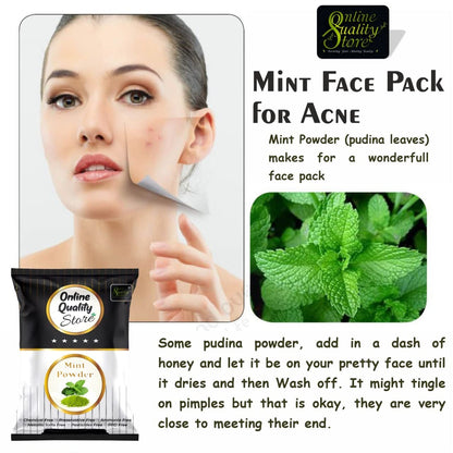 Online Quality Store Herbal Mint Powder for Hair and Face |Pudina Powder for Face |Mint Powder for Skin | Mint Powder for Hair | No added Chemicals, 100 Grams
