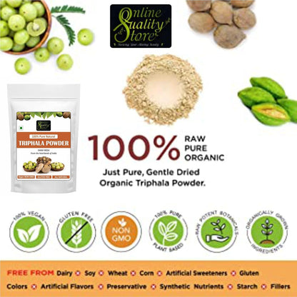 Online Quality Store Triphala Powder - 100g for eating, hair and skin, churna powder of Amla, Behada, Harada