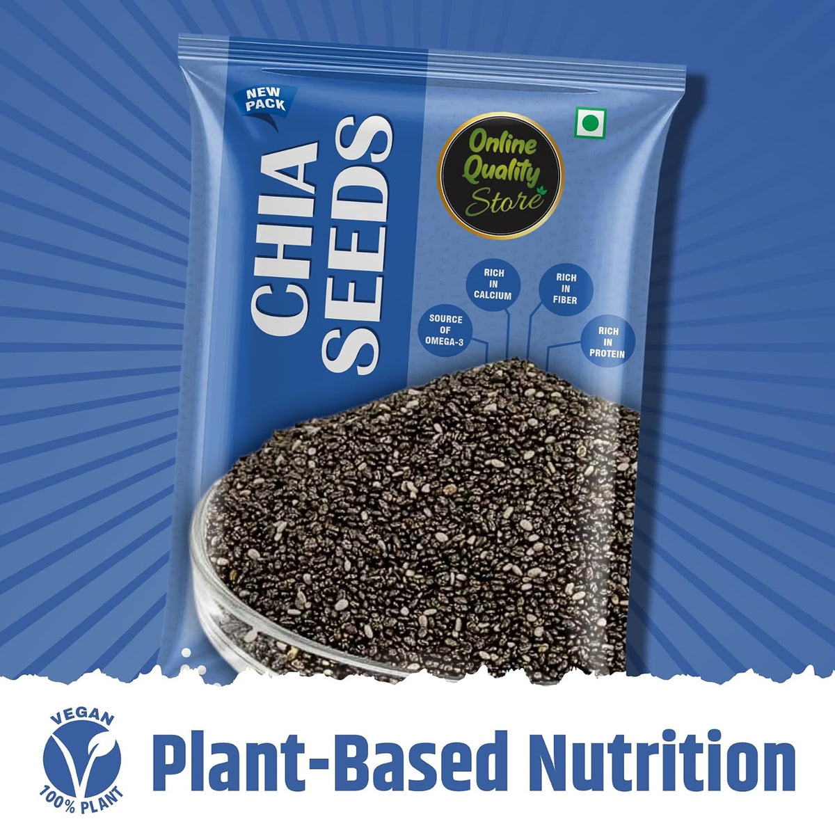 Online Quality Store Organic Chia Seeds -100gm | Omega 3 and rich in Fiber, Calcium & Protien