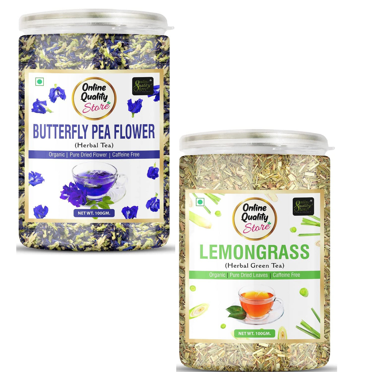 Online Quality Store Butterfly Pea Flower Tea, Lemongrass Herbal Tea Combo-200g Each | Reduce Stress