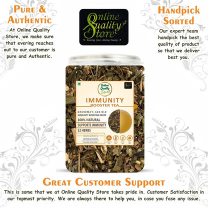 Online Quality Store Immunity Booster Tea - 100g | Blended with 12 Herbs (Ashwagandha, Licorice, Cloves, Cardamom, Cumin, Fennel, Cinnamon, Black Pepper, Tulsi Leaves, Mint Powder, Turmeric, Ginger)