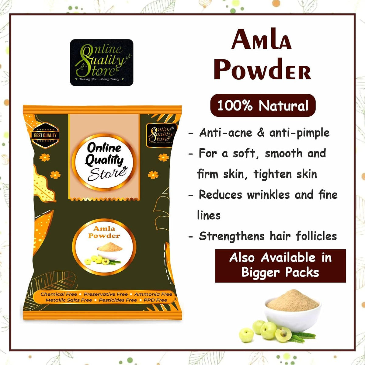 Online Quality Store Amla, Reetha, Shikakai, Bhringraj and Hibiscus Powder for Hair |hair mask for dry and frizzy hair |hair pack powder |hair pack combo |hair mask for smoothening hair,1400g