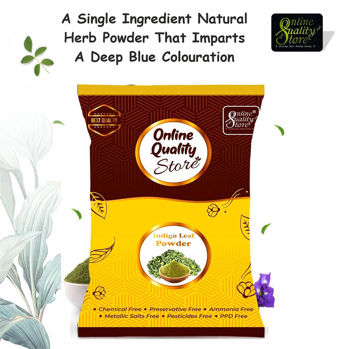 Online Quality Store Indigo powder for hair and Beard Dye - Black - Pure and Natural Lab tested (200 gram)