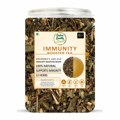 Online Quality Store Immunity Booster Tea - 100g | Blended with 12 Herbs (Ashwagandha, Licorice, Cloves, Cardamom, Cumin, Fennel, Cinnamon, Black Pepper, Tulsi Leaves, Mint Powder, Turmeric, Ginger)