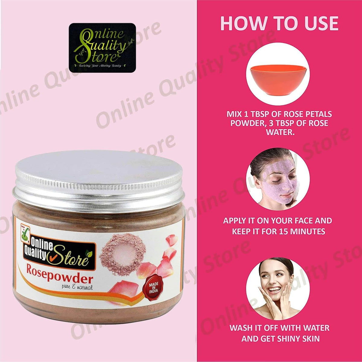 Online Quality Store Rose Petal Powder |Rosoideae |Rosa Centifolia, Gulab for Face Pack, rose petal powder for skin & for Skin Care, Face Pack |face care product |Hair Care,125g