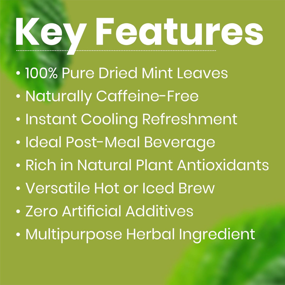 REORIC Mint Tea 50g | Refreshing Dried Mint Leaves Herbal Infusion | Cool Aromatic Loose Leaf Tea Blend | Daily Hot & Iced Beverage Brew