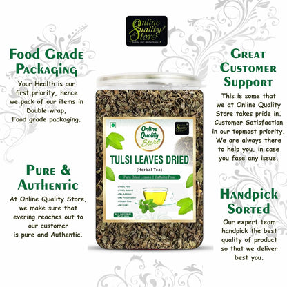 Online Quality Store Tulsi Tea -100g | Tulsi Dried Leaves Herbal Green Tea| Tulsi Tea | Helps with Stress and Anxiety