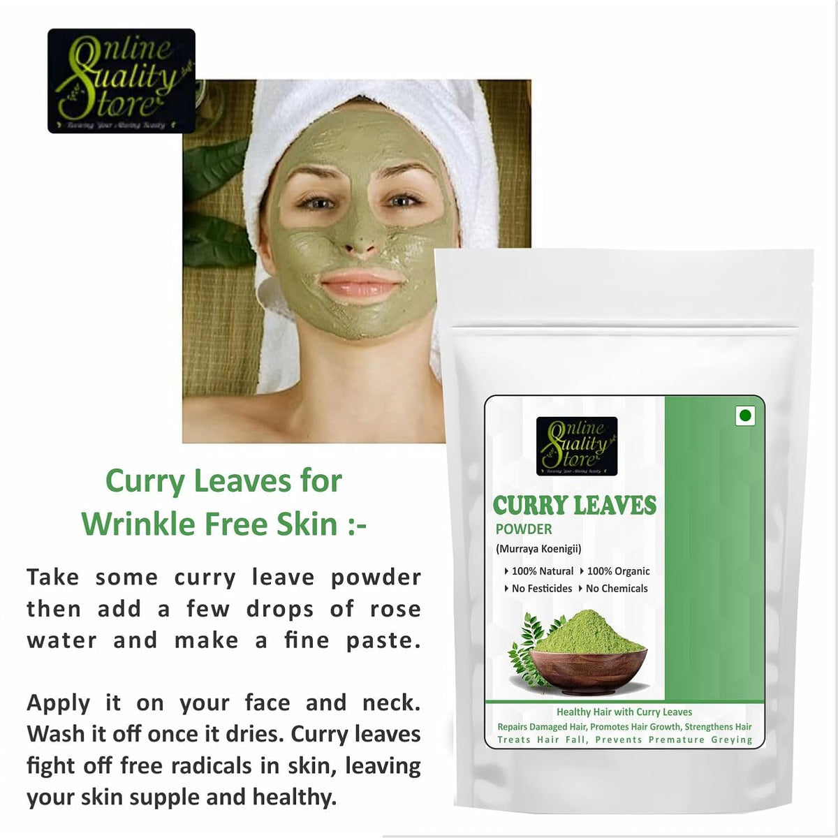 Online Quality Store Curry Leaves Powder -100g | Curry Patta Powder for hair growth, Eating