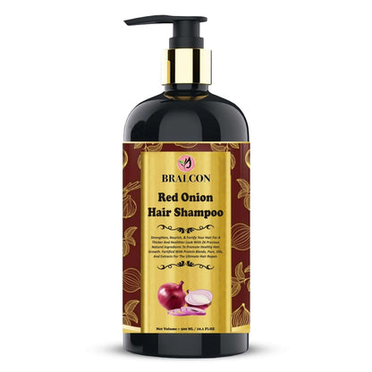 BRALCON Red Onion Hair Shampoo, Strengthens and Nourishes Hair - 300 ML