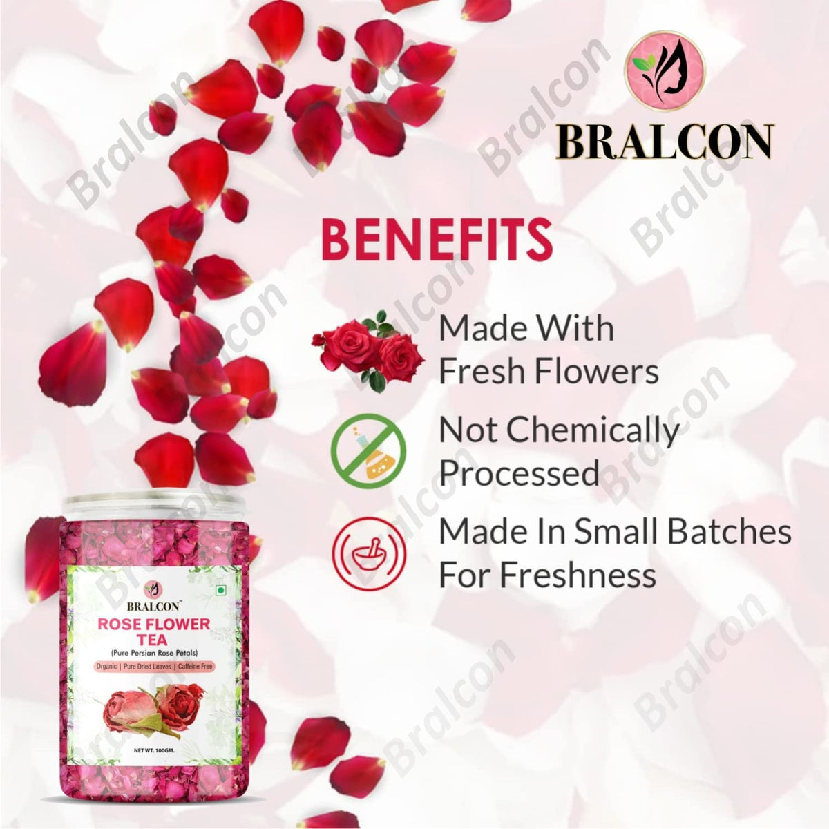 BRALCON Organic Rose Flower Tea - 100g